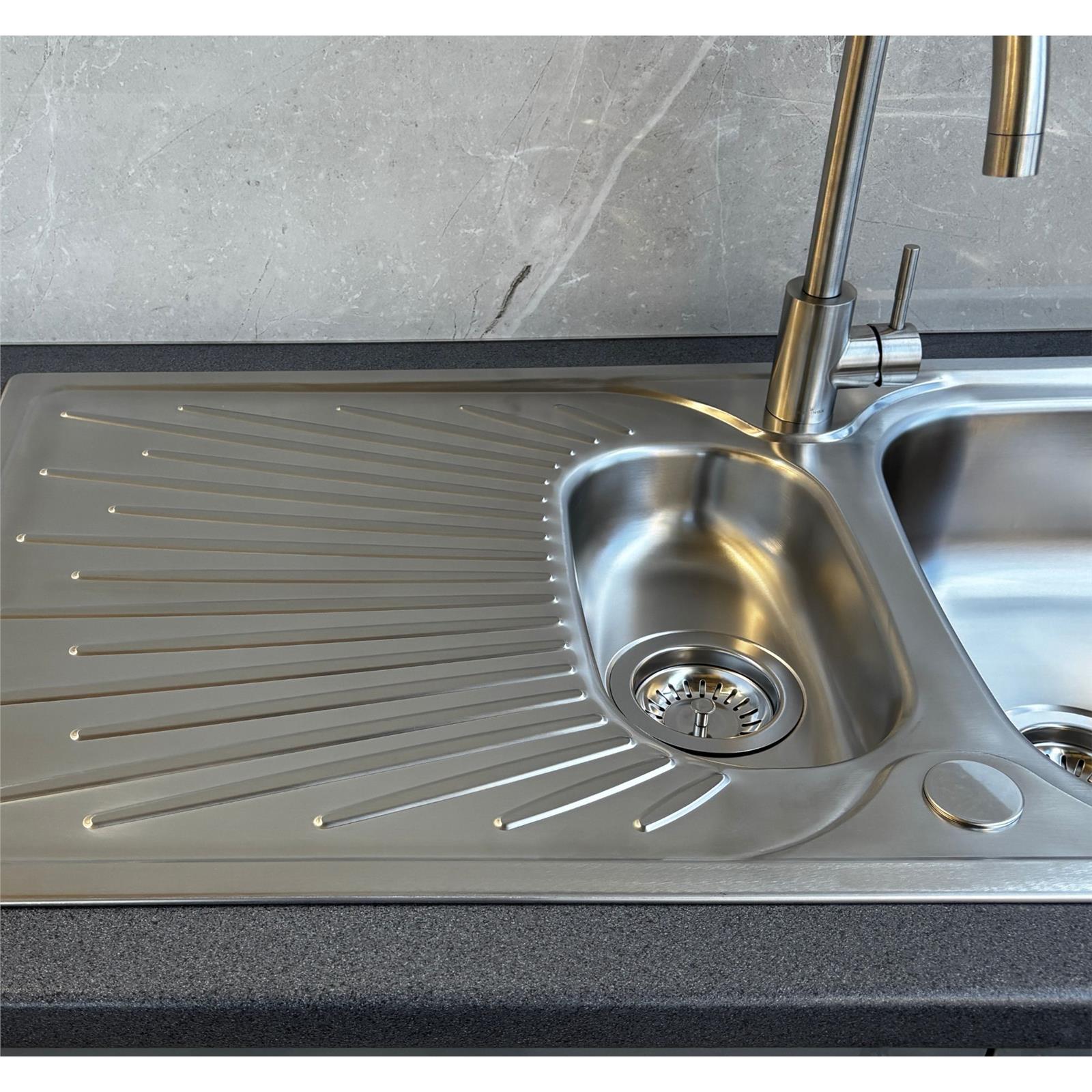 Liquida JAV15SS 1.5 Bowl Reversible Stainless Steel Kitchen Sink & W03CH Tap