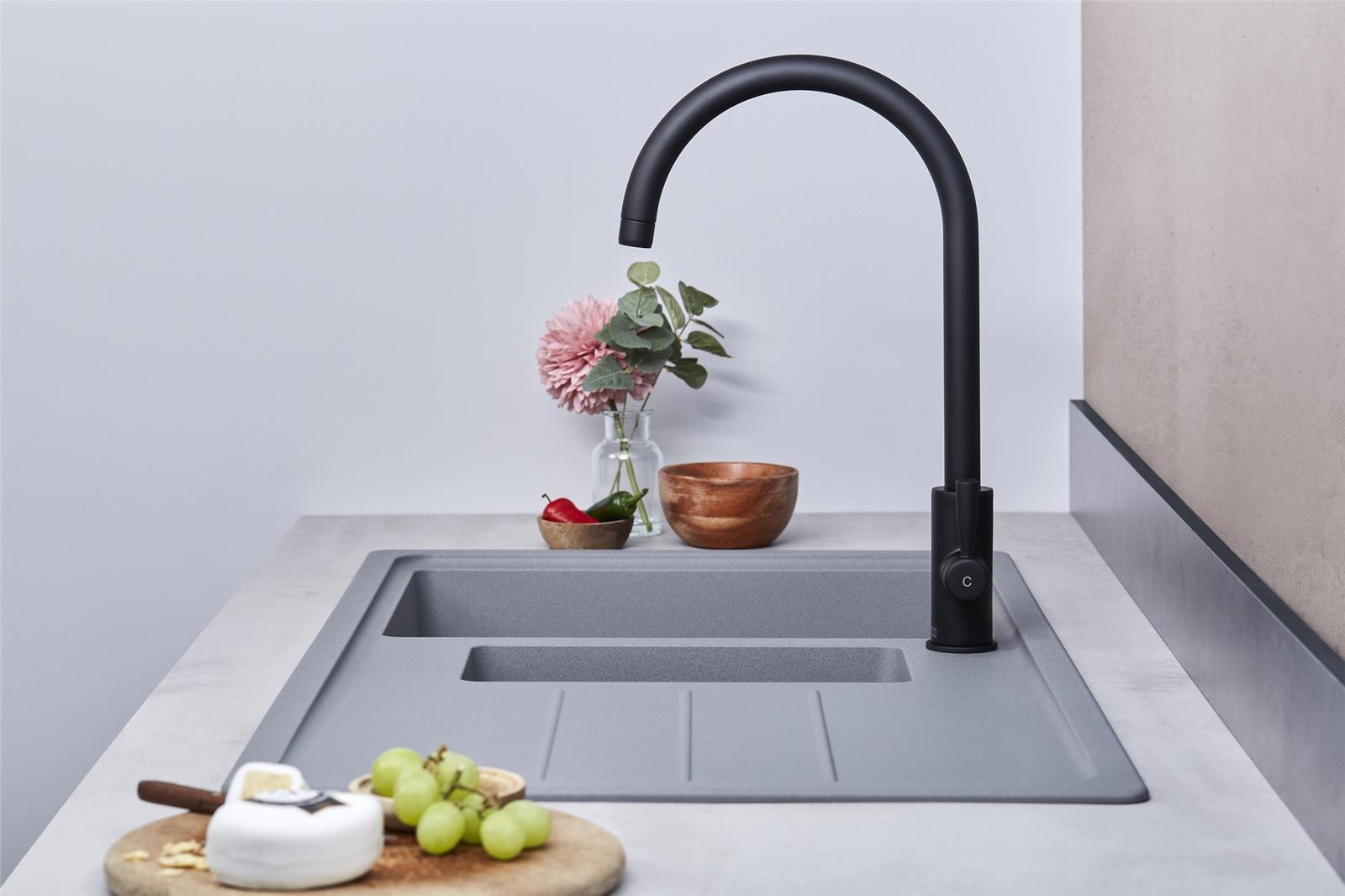 Franke Junos JSD651-97UG 1.5 Bowl Tectonite Reversible Inset Grey Kitchen Sink