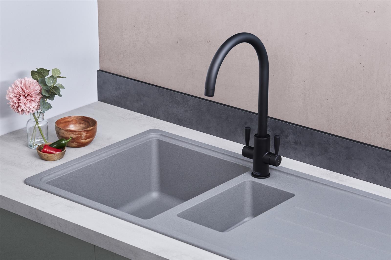 Franke Junos JSD651-97UG 1.5 Bowl Tectonite Reversible Inset Grey Kitchen Sink