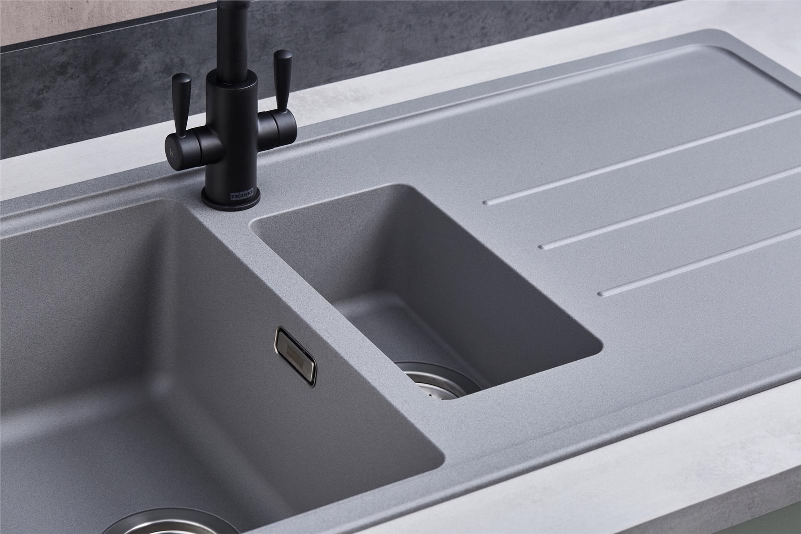 Franke Junos JSD651-97UG 1.5 Bowl Tectonite Reversible Inset Grey Kitchen Sink