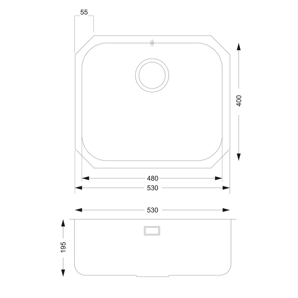 Liquida K1009SS 1.0 Bowl Reversible Undermount Stainless Steel Kitchen Sink