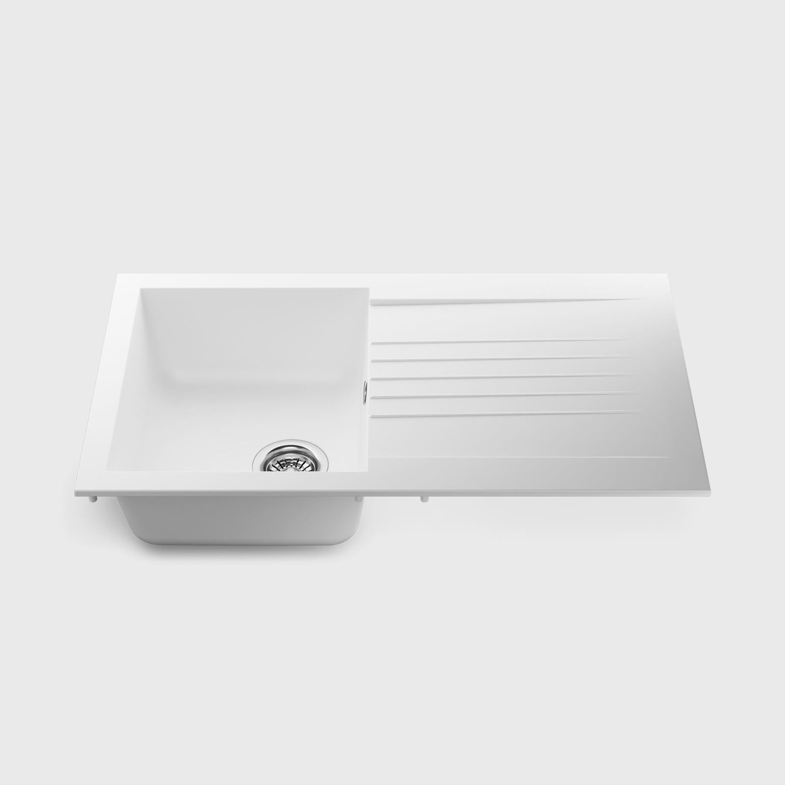 Liquida KAVL860WH 1.0 Bowl Composite Reversible White Kitchen Sink - GRADED