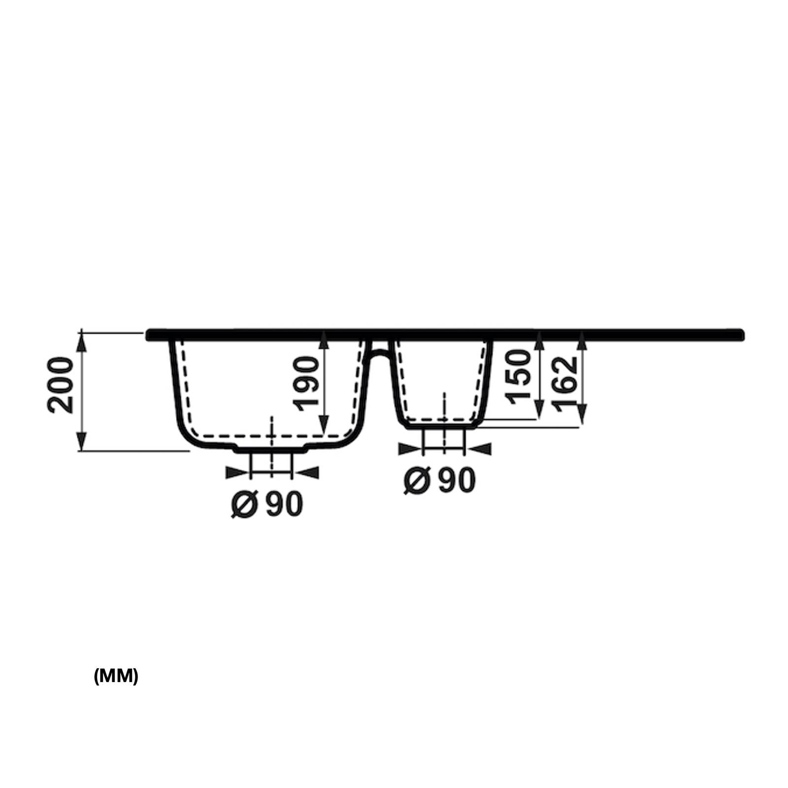 Liquida KAV150BL 1.5 Bowl Composite Reversible Black Kitchen Sink - GRADED