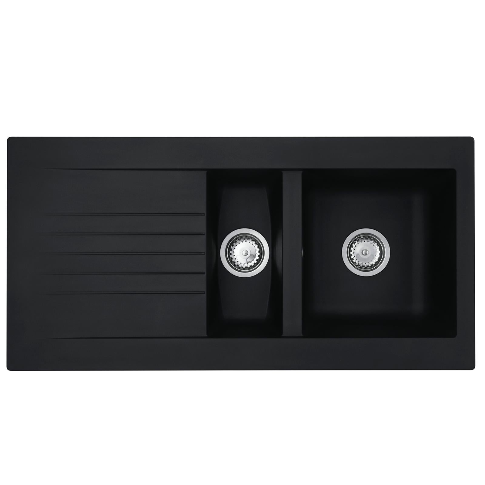 Liquida KAV150BL 1.5 Bowl Composite Reversible Black Kitchen Sink - GRADED
