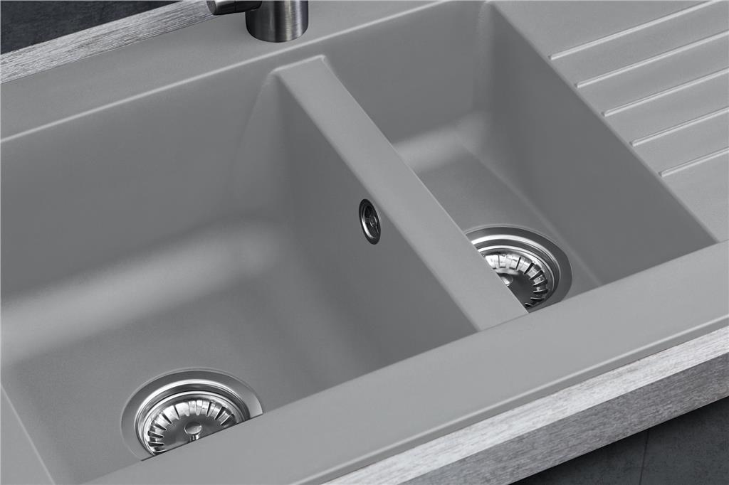 Liquida KAV150CG 1.5 Bowl Composite Reversible Grey Kitchen Sink And Waste Kit