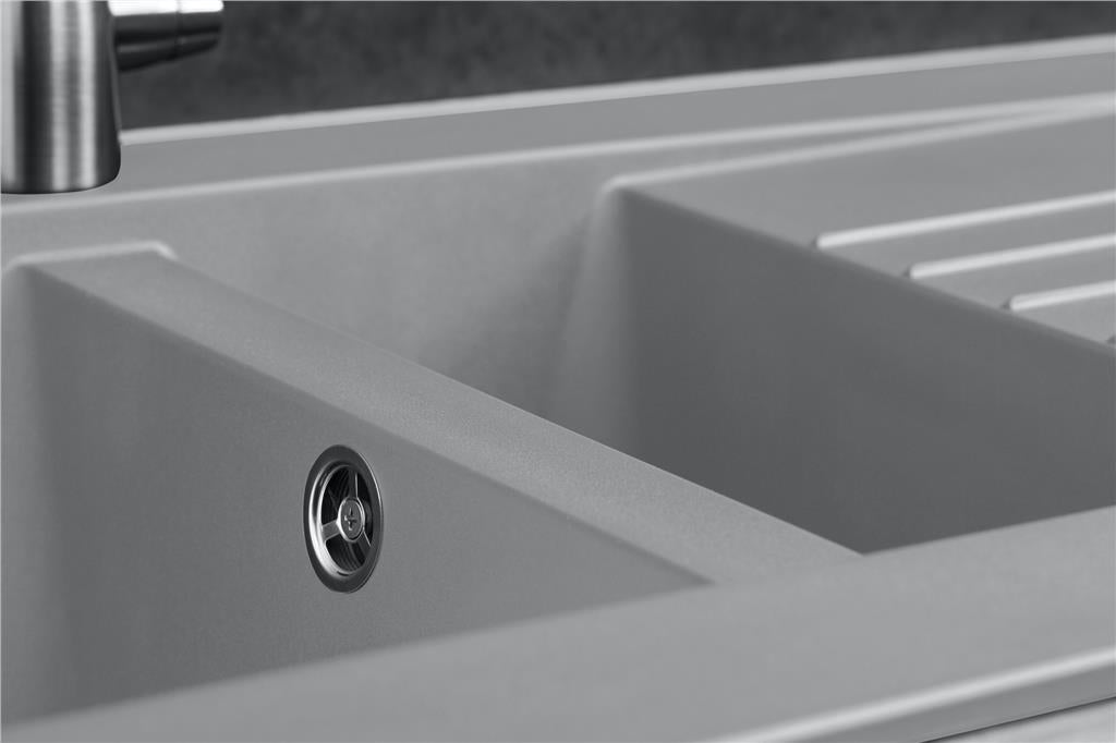 Liquida KAV150CG 1.5 Bowl Composite Reversible Grey Kitchen Sink And Waste Kit