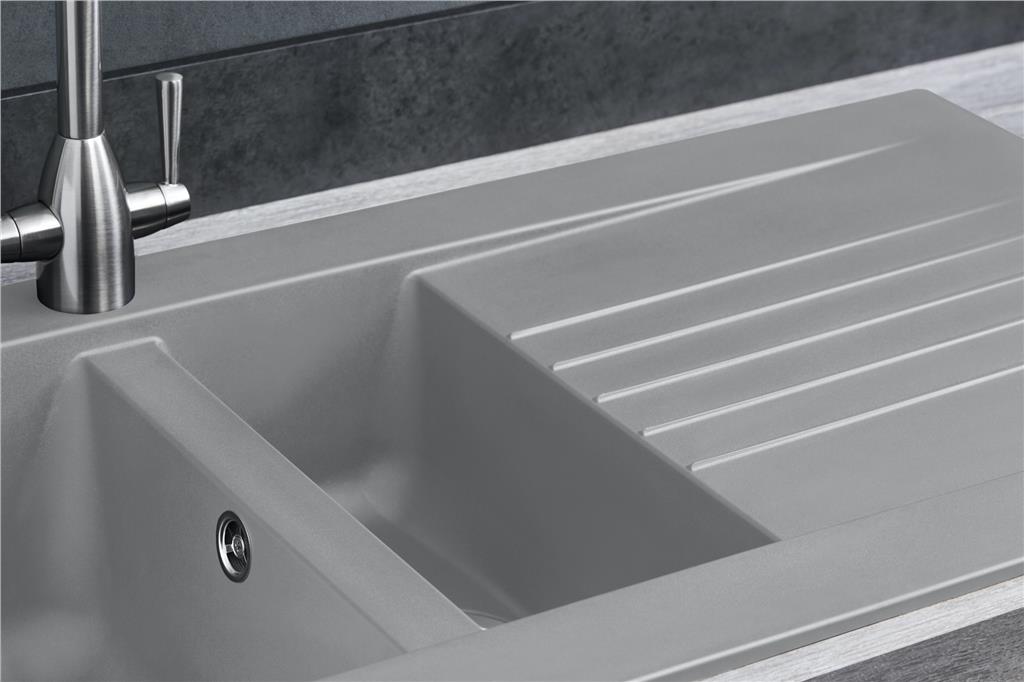 Liquida KAV150CG 1.5 Bowl Composite Reversible Grey Kitchen Sink And Waste Kit
