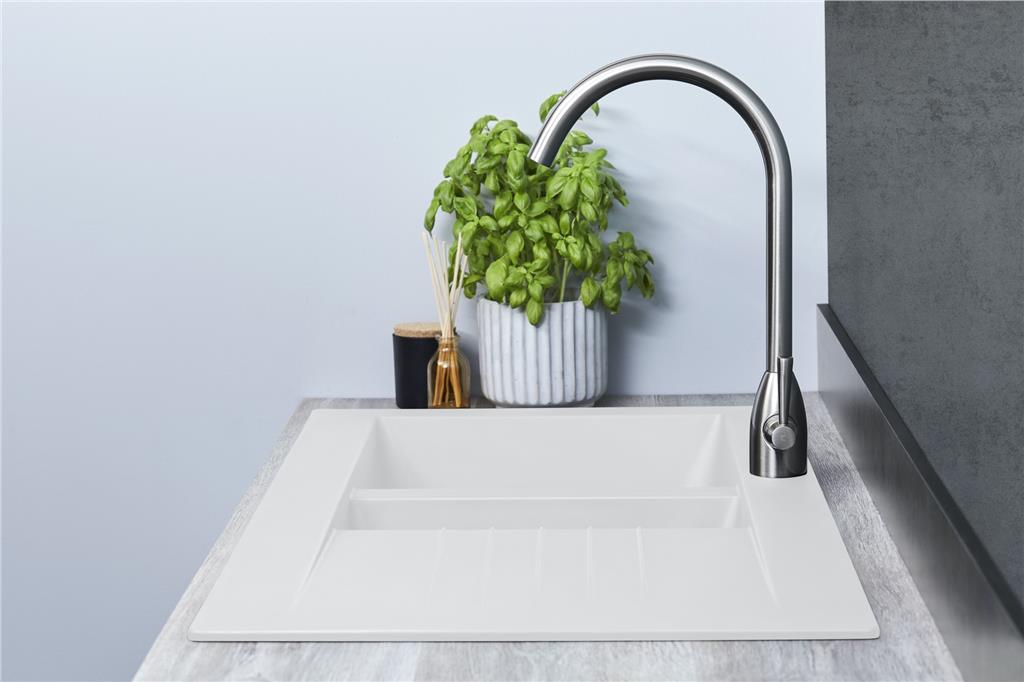 Liquida KAV150WH 1.5 Bowl Composite Reversible White Kitchen Sink - GRADED