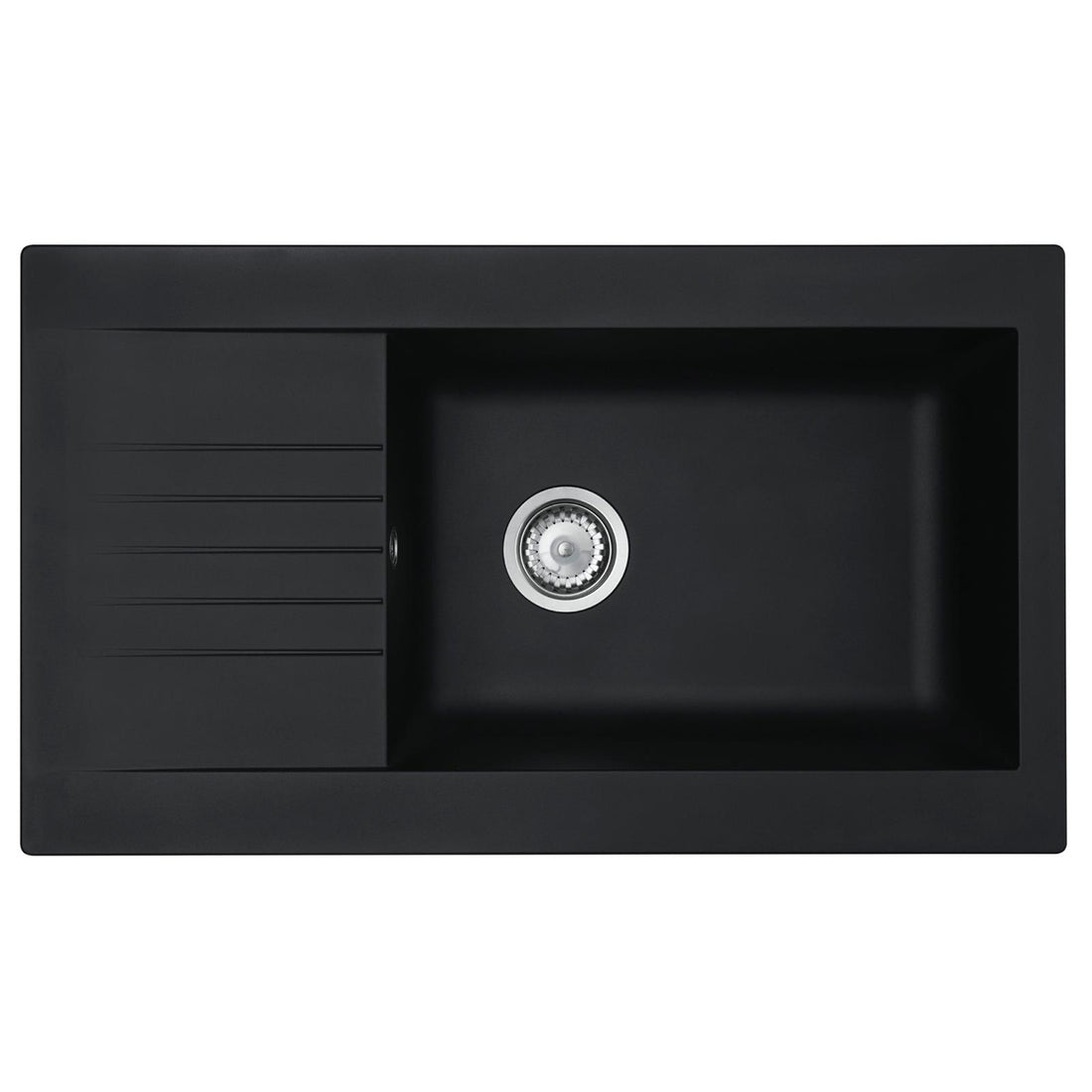 Liquida KAV860BL 1.0 Bowl Composite Reversible Black Kitchen Sink And Waste Kit