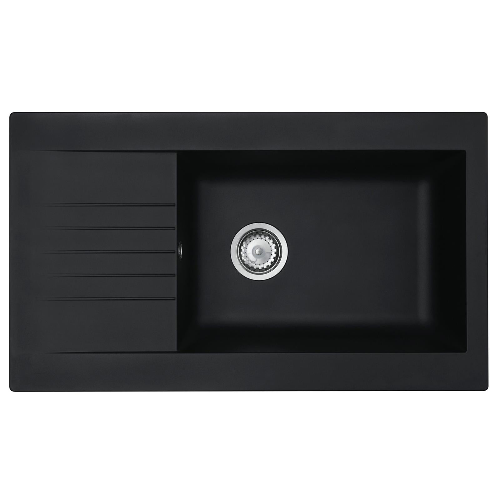 Liquida KAV860BL 1.0 Large Bowl Composite Black Kitchen Sink 860x500mm - GRADED
