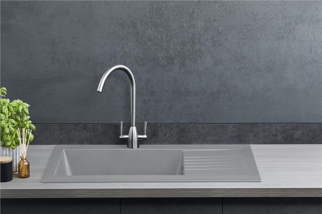 Liquida KAV860CG 1.0 Bowl Composite Reversible Grey Kitchen Sink And Waste Kit