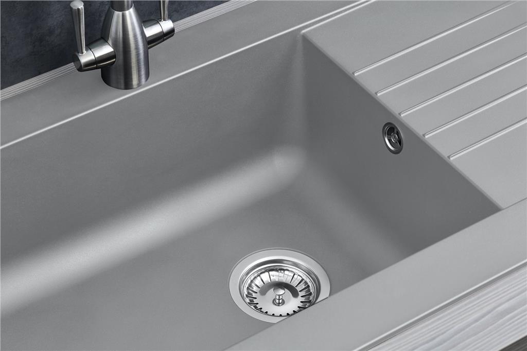 Liquida KAV860CG 1.0 Bowl Composite Reversible Grey Kitchen Sink And Waste Kit