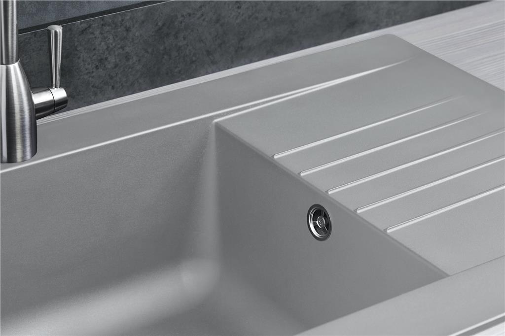 Liquida KAV860CG 1.0 Bowl Composite Reversible Grey Kitchen Sink And Waste Kit