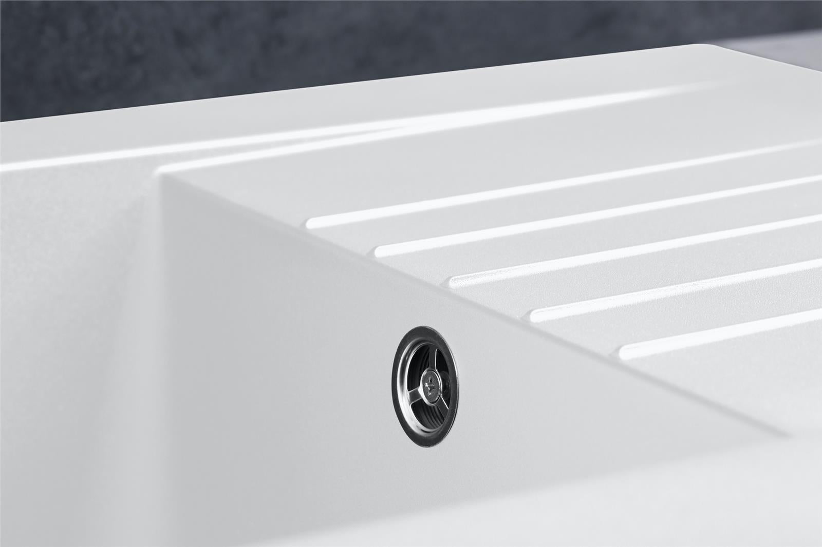 Liquida KAVL860WH 1.0 Bowl Composite Reversible White Kitchen Sink And Waste Kit