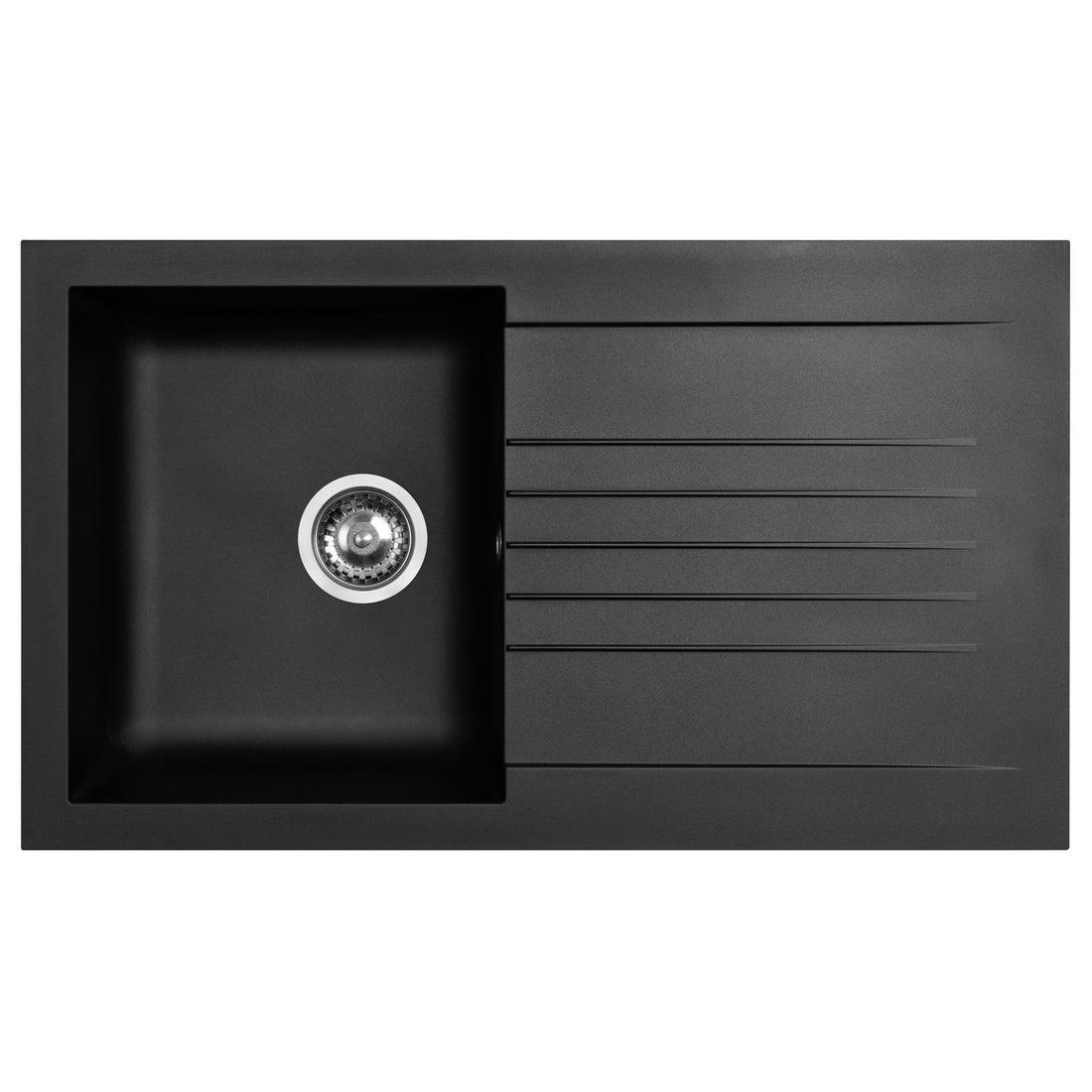 Liquida KAVL860BL 1.0 Bowl Composite Black Kitchen Sink And LU408MB Black Tap