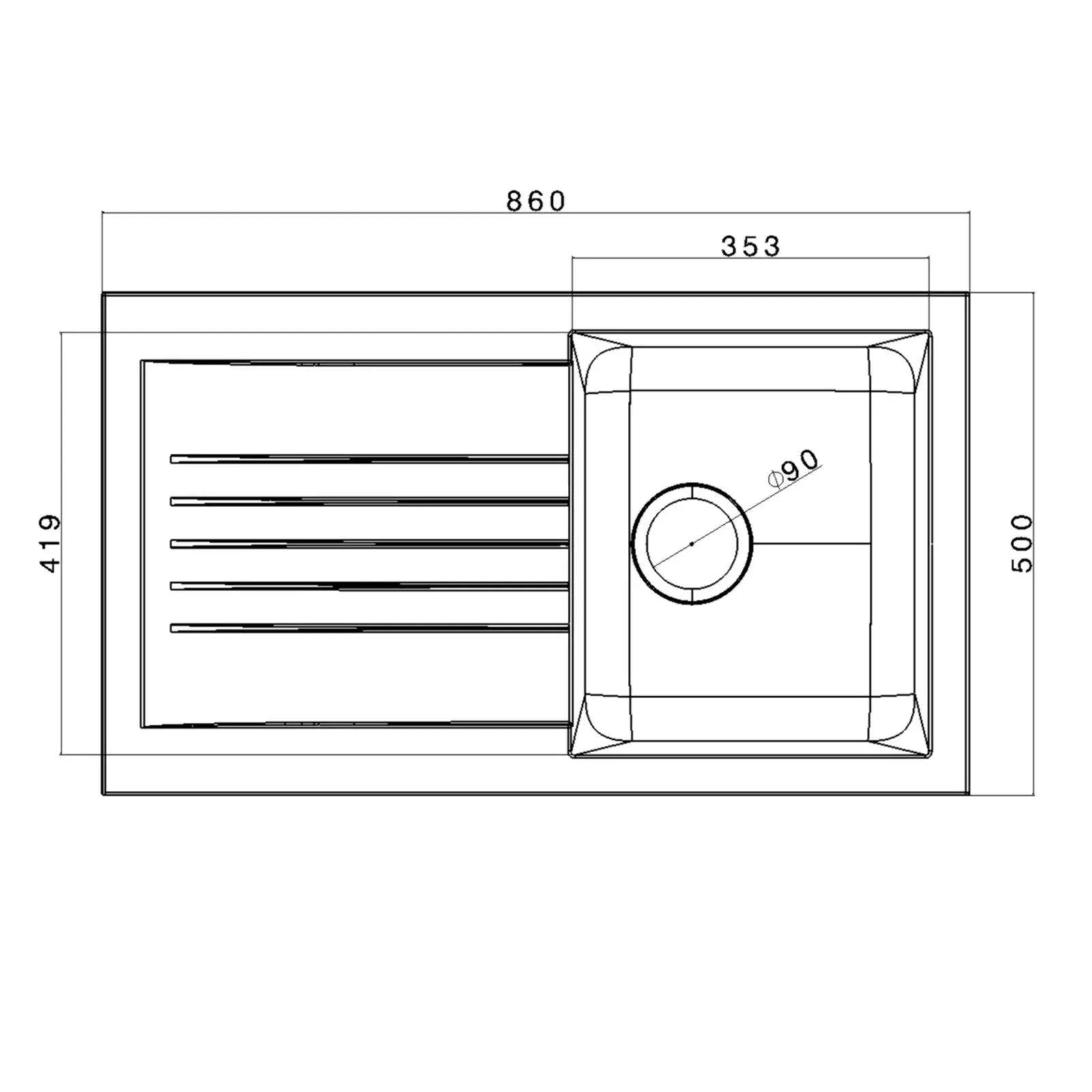 Liquida KAVL860WH 1.0 Bowl Composite White Kitchen Sink And KPO11CH Chrome Tap