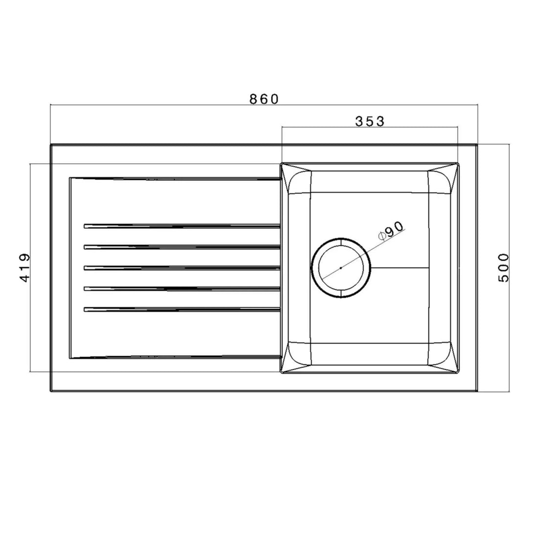 Liquida KAVL860WH 1.0 Bowl Composite White Kitchen Sink And KPO11CH Chrome Tap