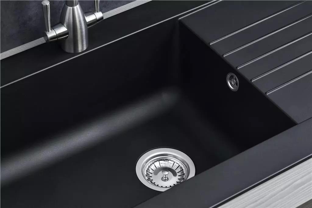 Liquida KAVL860BL 1.0 Bowl Composite Black Kitchen Sink And LU408MB Black Tap