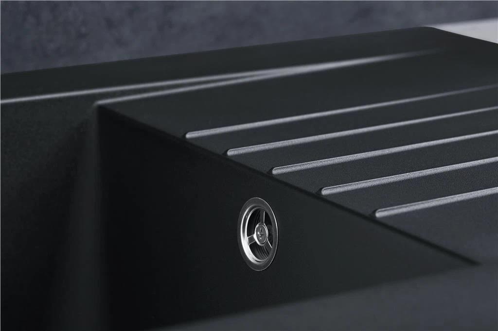 Liquida KAVL860BL 1.0 Bowl Composite Black Kitchen Sink And EB403MB Black Tap