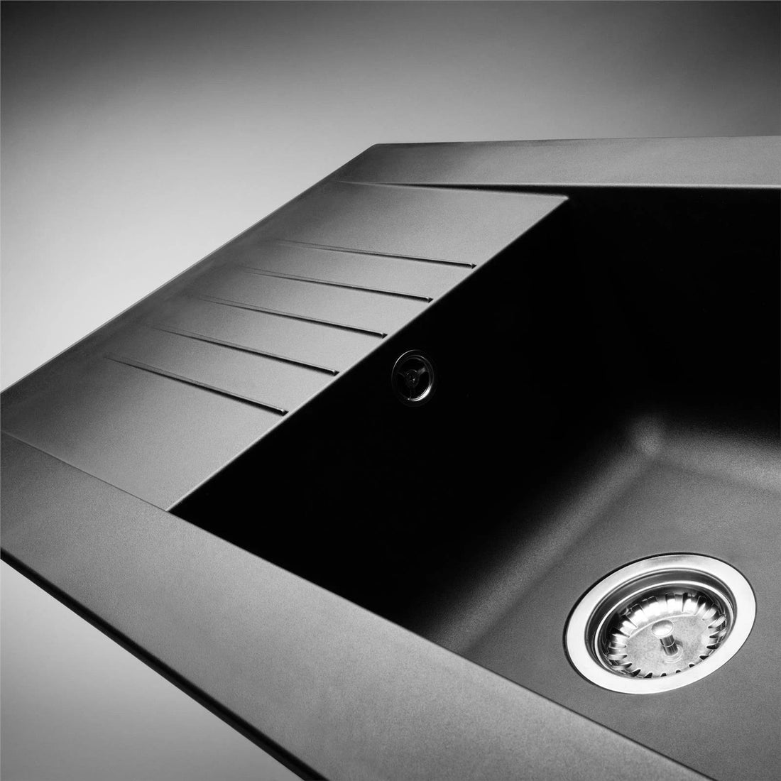 Liquida KAVL860BL 1.0 Bowl Composite Black Kitchen Sink And LU408MB Black Tap