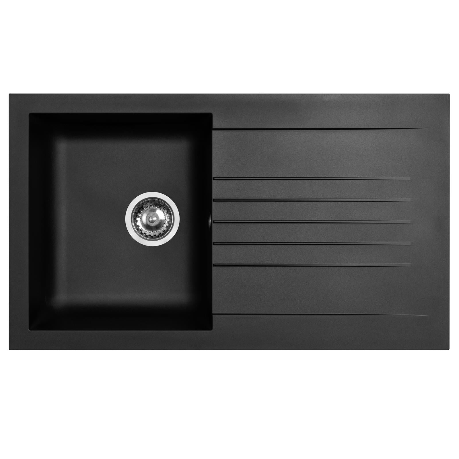 Liquida KAVL860BL 1 Bowl Composite Reversible Black Kitchen Sink - GRADED