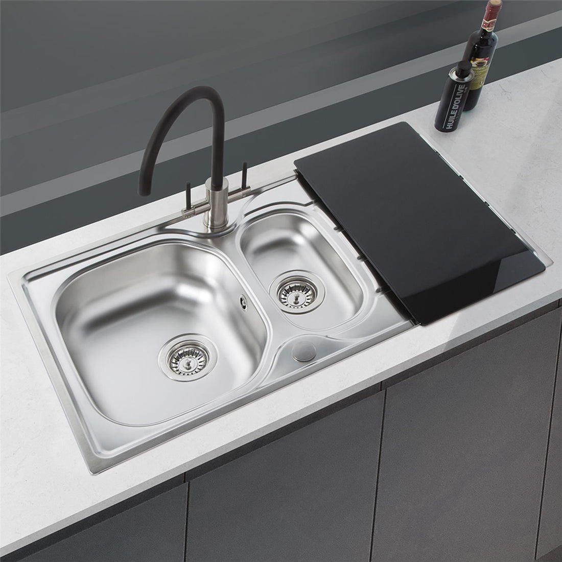 Liquida KS150SS 1.5 Bowl Reversible Inset Stainless Steel Kitchen Sink