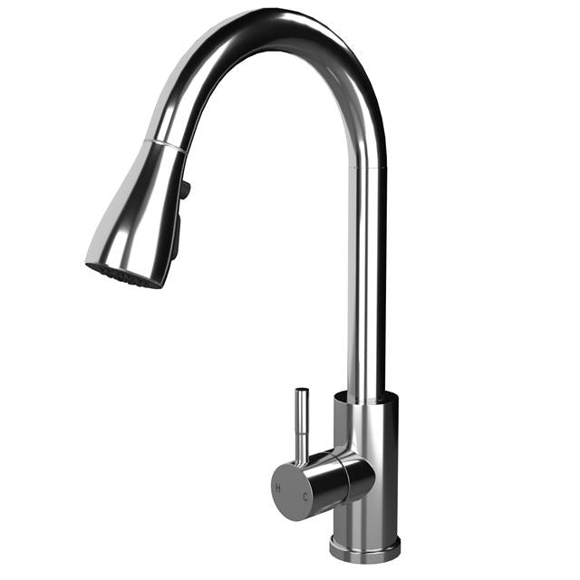 Liquida KPO11CH Swivel Single Lever Pull Out Mono Chrome Kitchen Mixer Tap