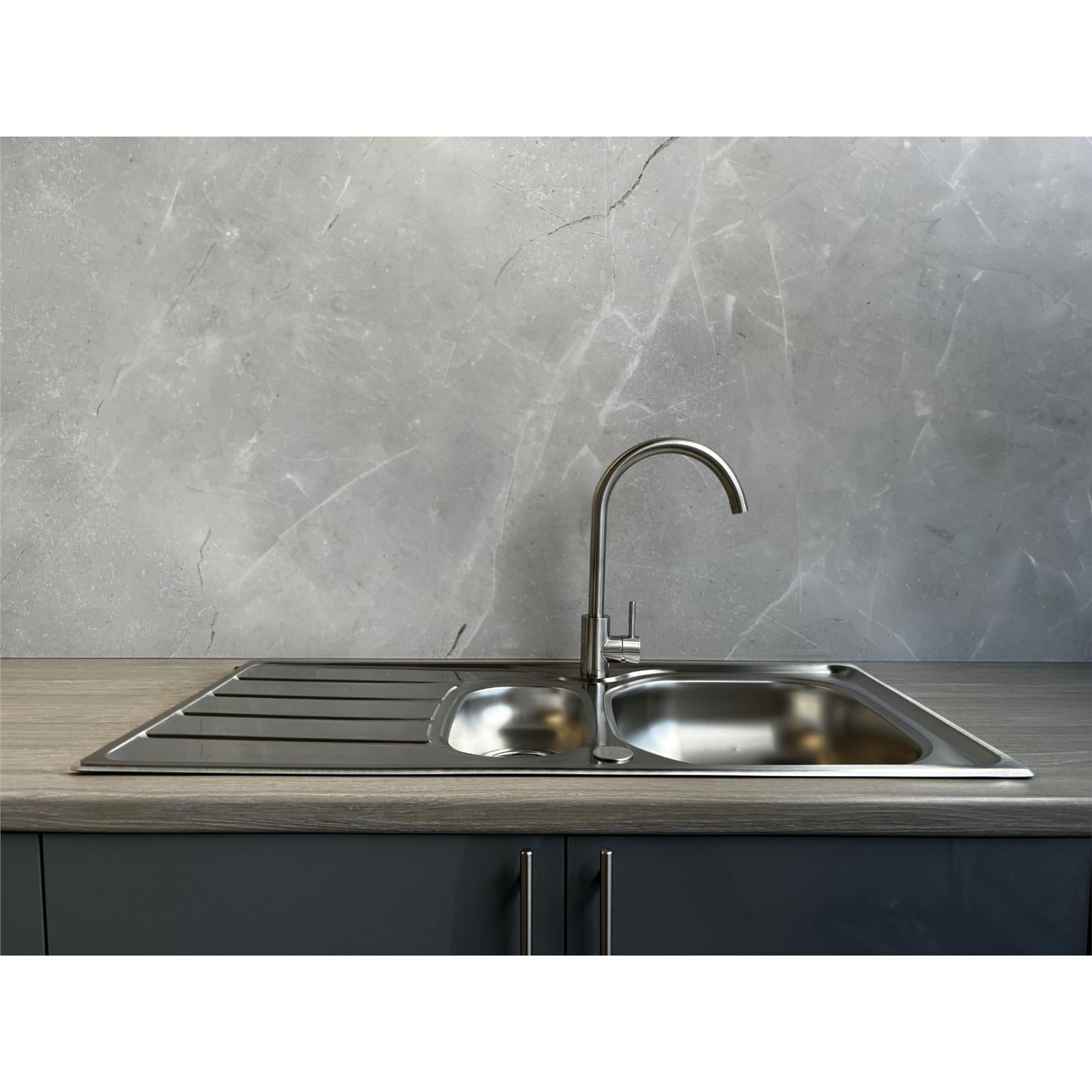 Liquida KS150SS 1.5 Bowl Reversible Inset Stainless Steel Kitchen Sink