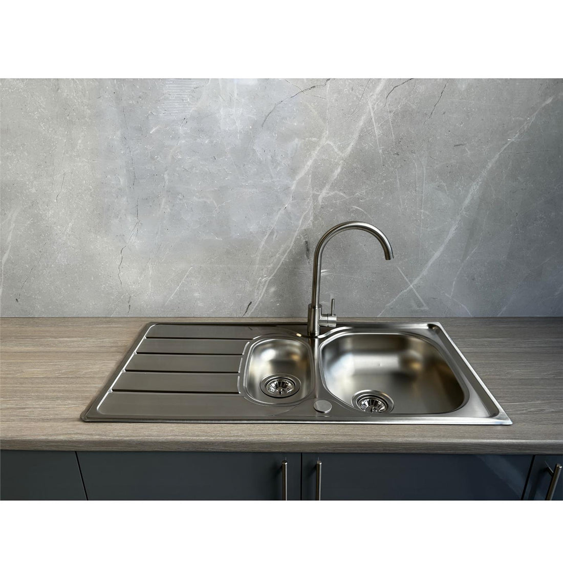 Liquida KS150SS 1.5 Bowl Reversible Inset Stainless Steel Kitchen Sink