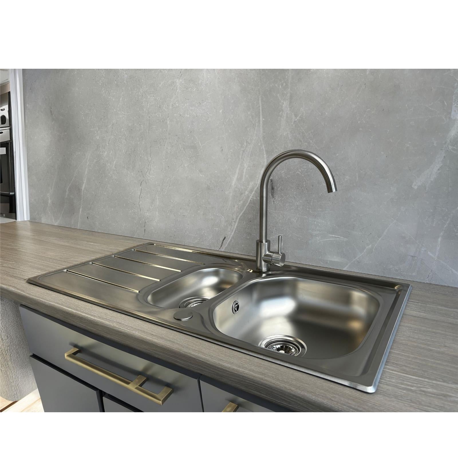 Liquida KS150SS 1.5 Bowl Reversible Inset Stainless Steel Kitchen Sink