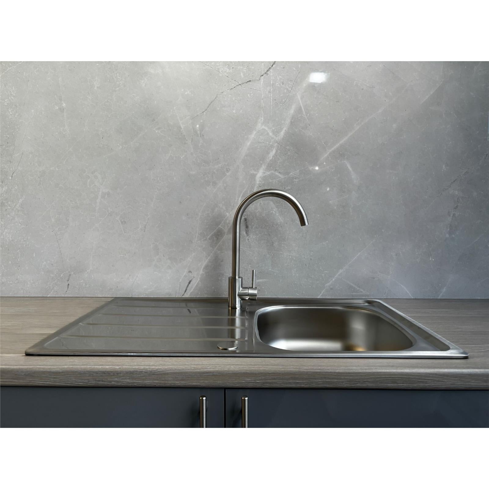 Liquida KS860SS 1.0 Bowl Reversible Inset Stainless Steel Kitchen Sink