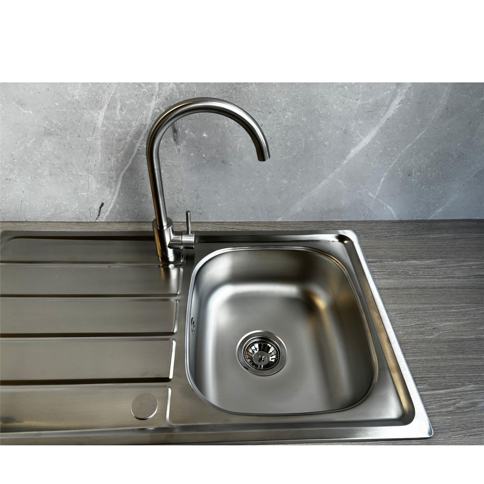 Liquida KS860SS 1.0 Bowl Reversible Inset Stainless Steel Kitchen Sink
