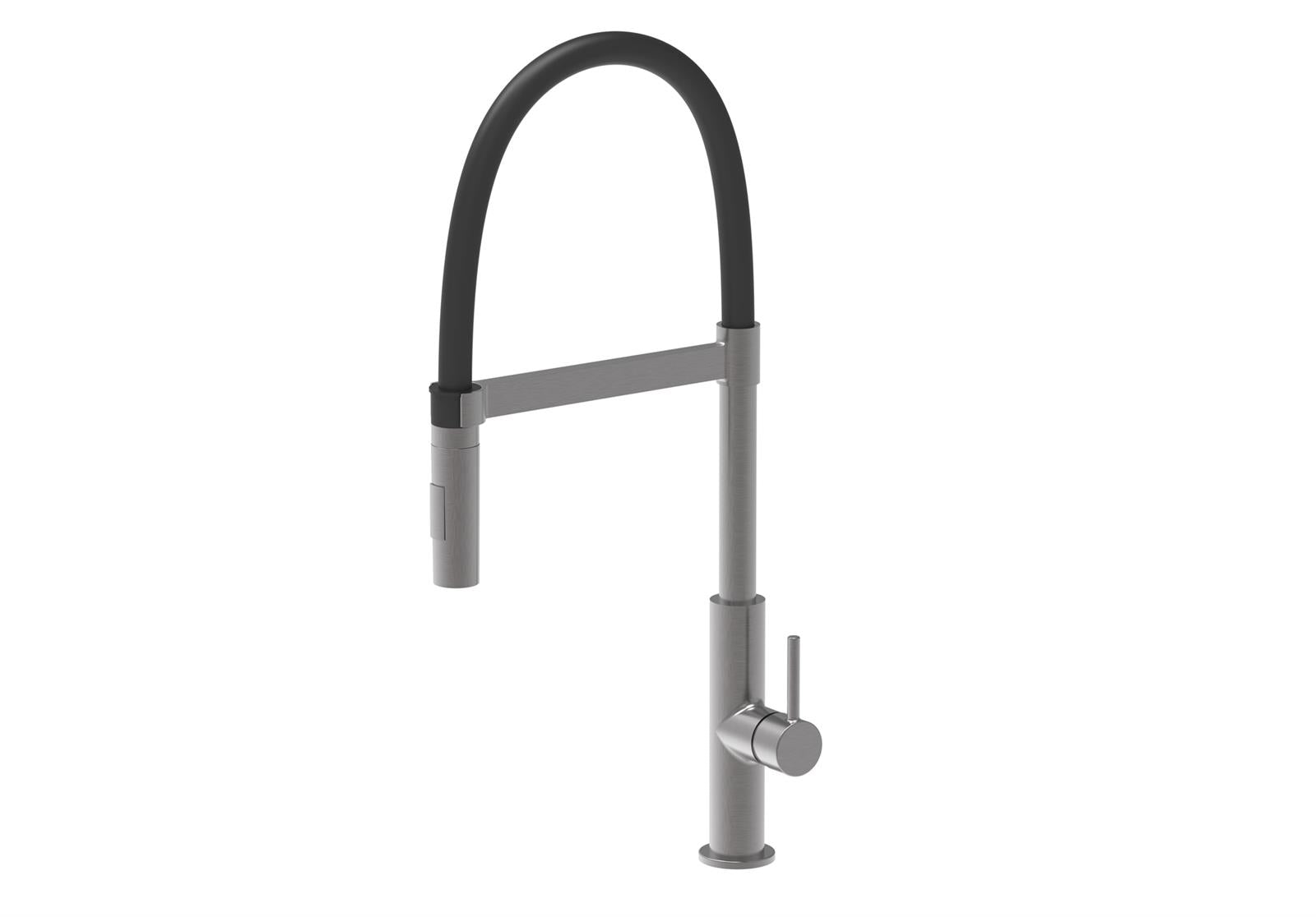 Liquida W24GM S shape Swan Neck 360 Degree Swivel Gun Metal Grey Kitchen Tap