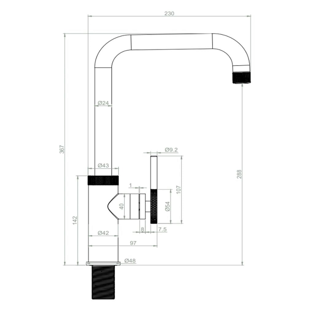 Liquida LB419BR Industrial Style Single Lever Brushed Brass Kitchen Mixer Tap
