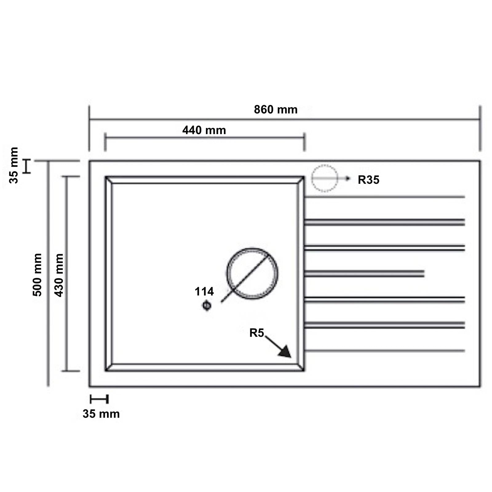 Liquida LBN860BL 1.0 Bowl Black Granite Reversible Kitchen Sink With Waste