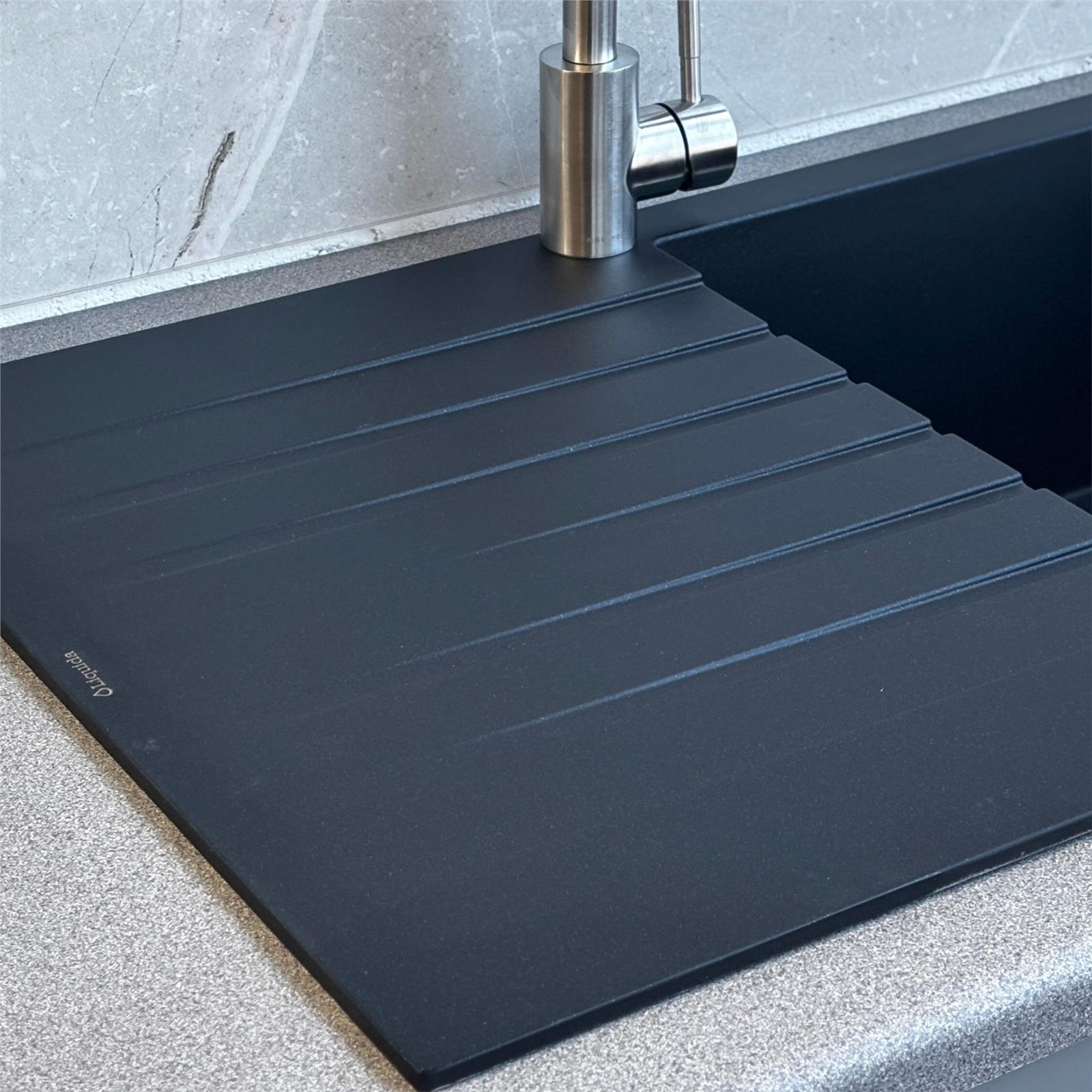 Liquida LBN860BL 1.0 Bowl Black Granite Reversible Kitchen Sink With Waste