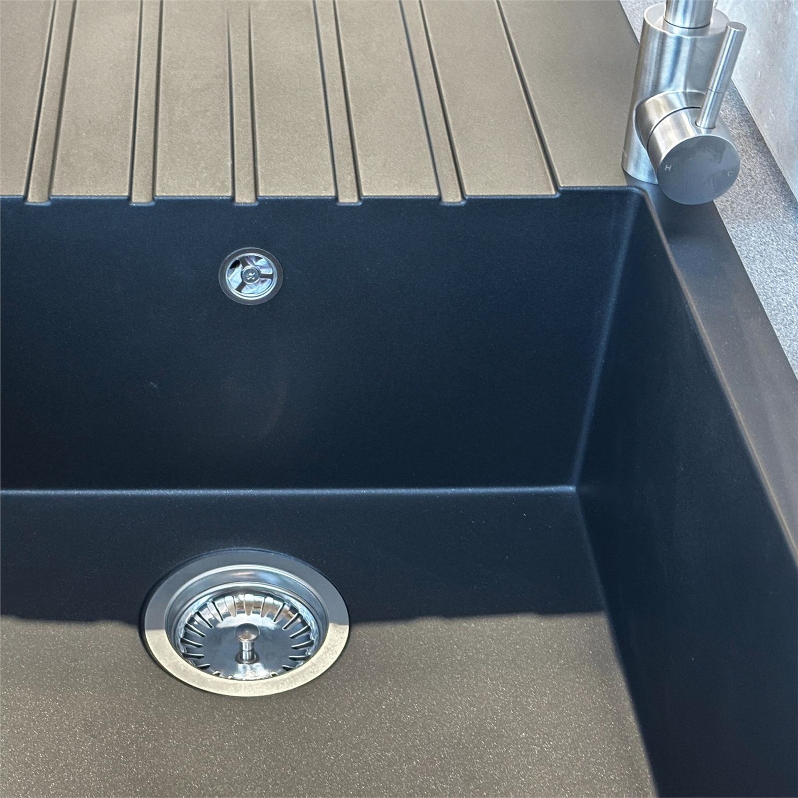 Liquida LBN860BL 1.0 Bowl Black Granite Reversible Kitchen Sink With Waste