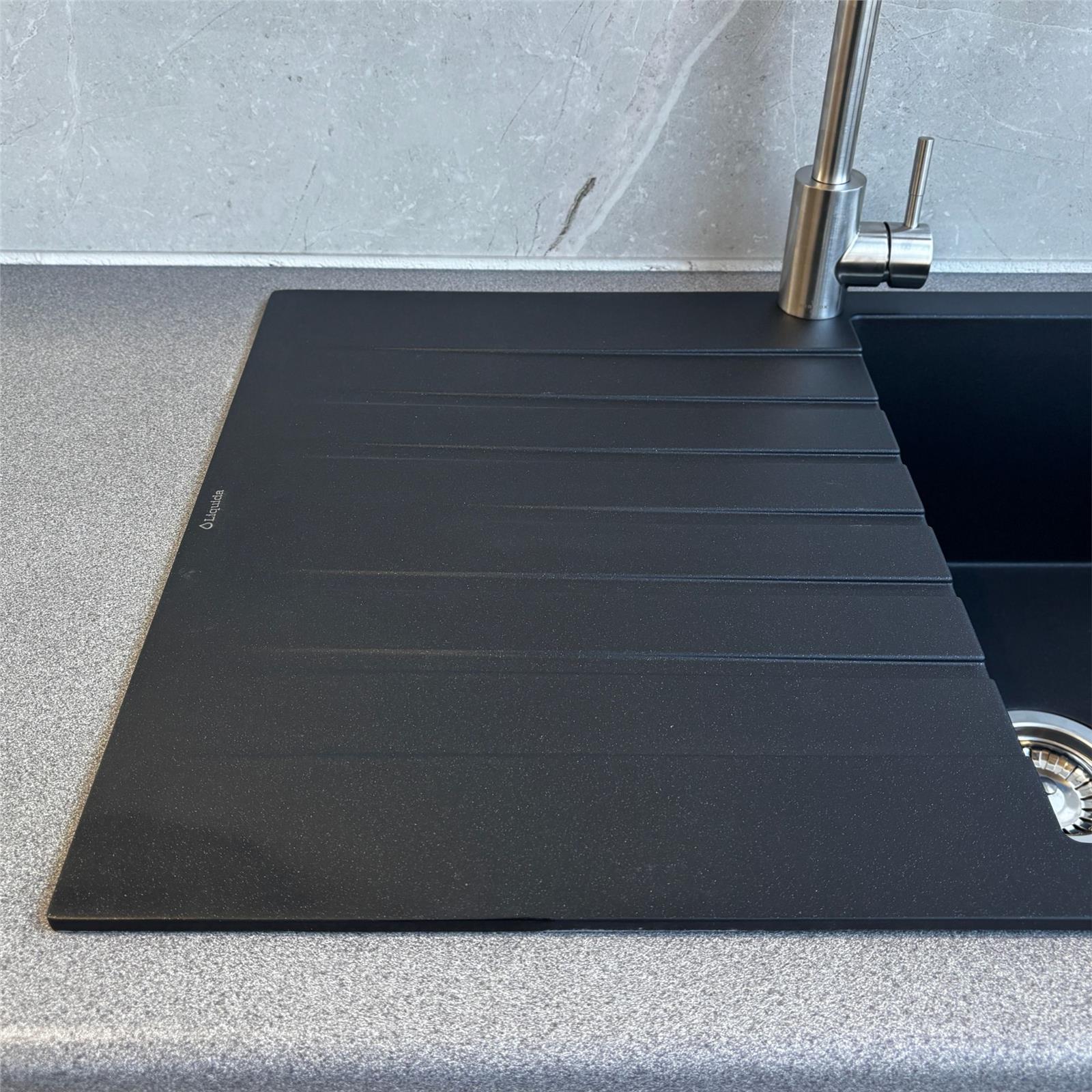 Liquida LBN860BL 1.0 Bowl Black Granite Reversible Kitchen Sink With Waste