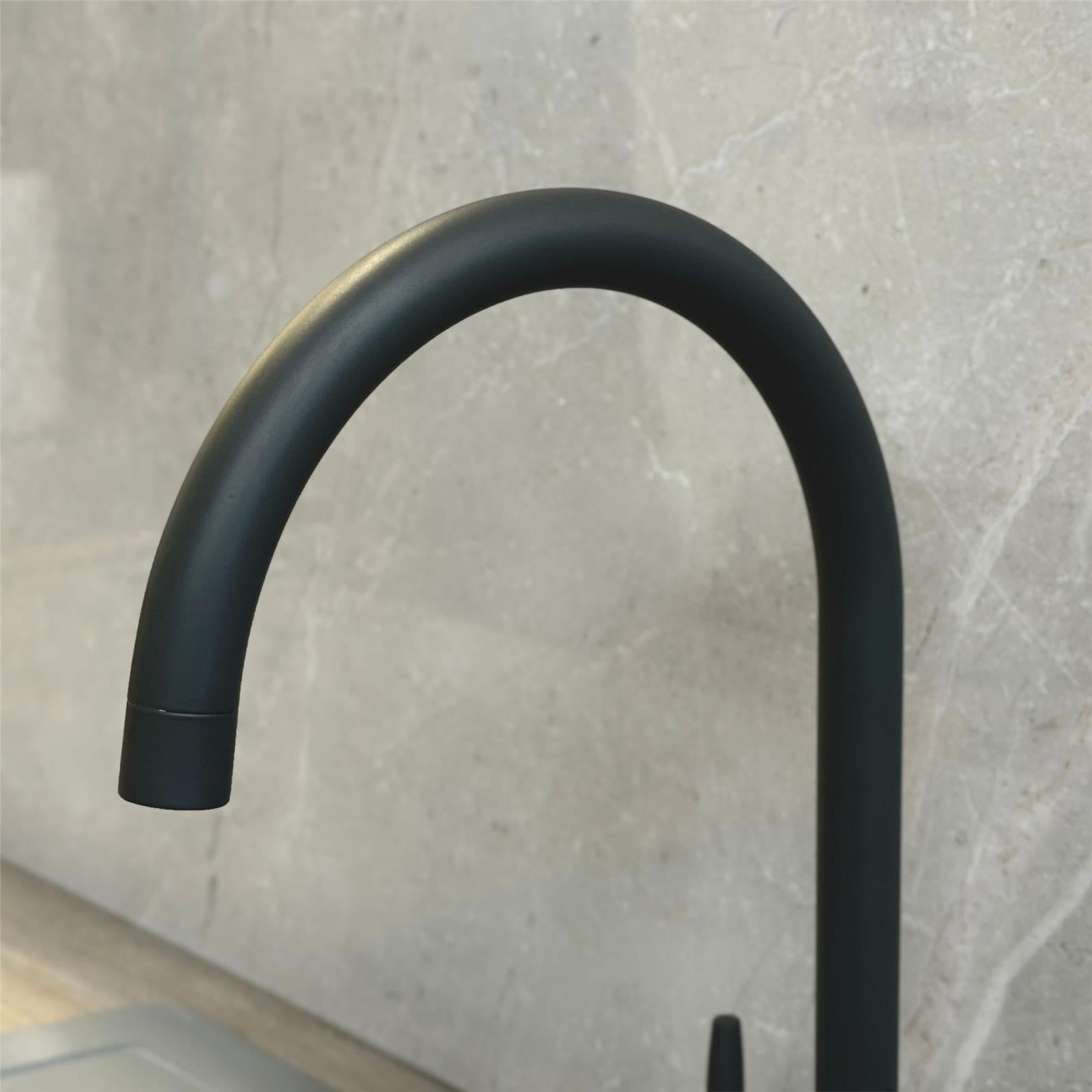 Liquida LC02GM Swan Neck Twin Lever Chrome & Gun Metal Kitchen Mixer Tap