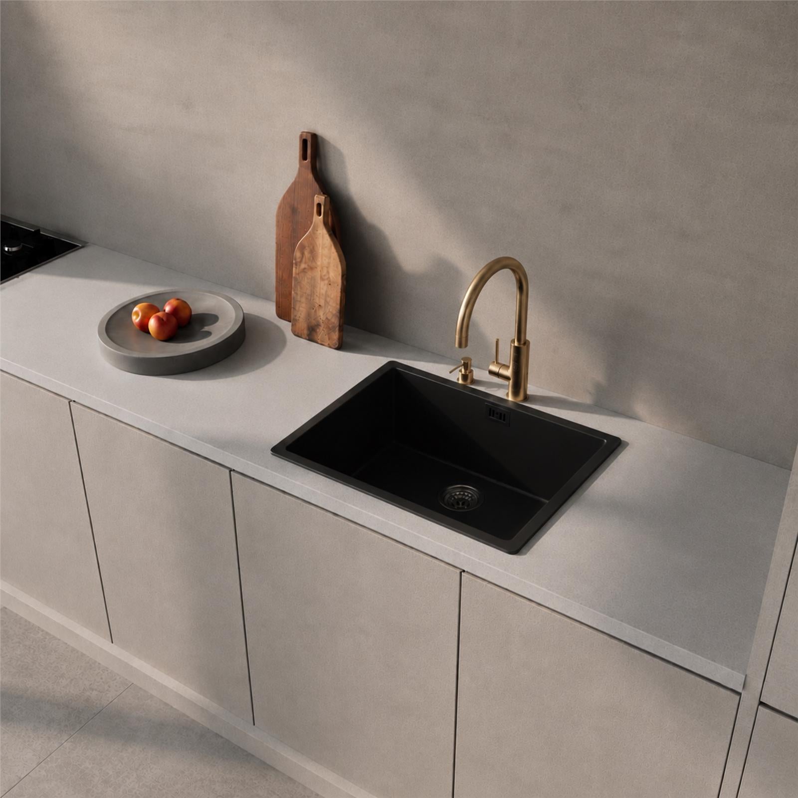 Liquida LD5040BL 1.0 Bowl Black Premium Bio Composite Kitchen Sink  550 x 450mm