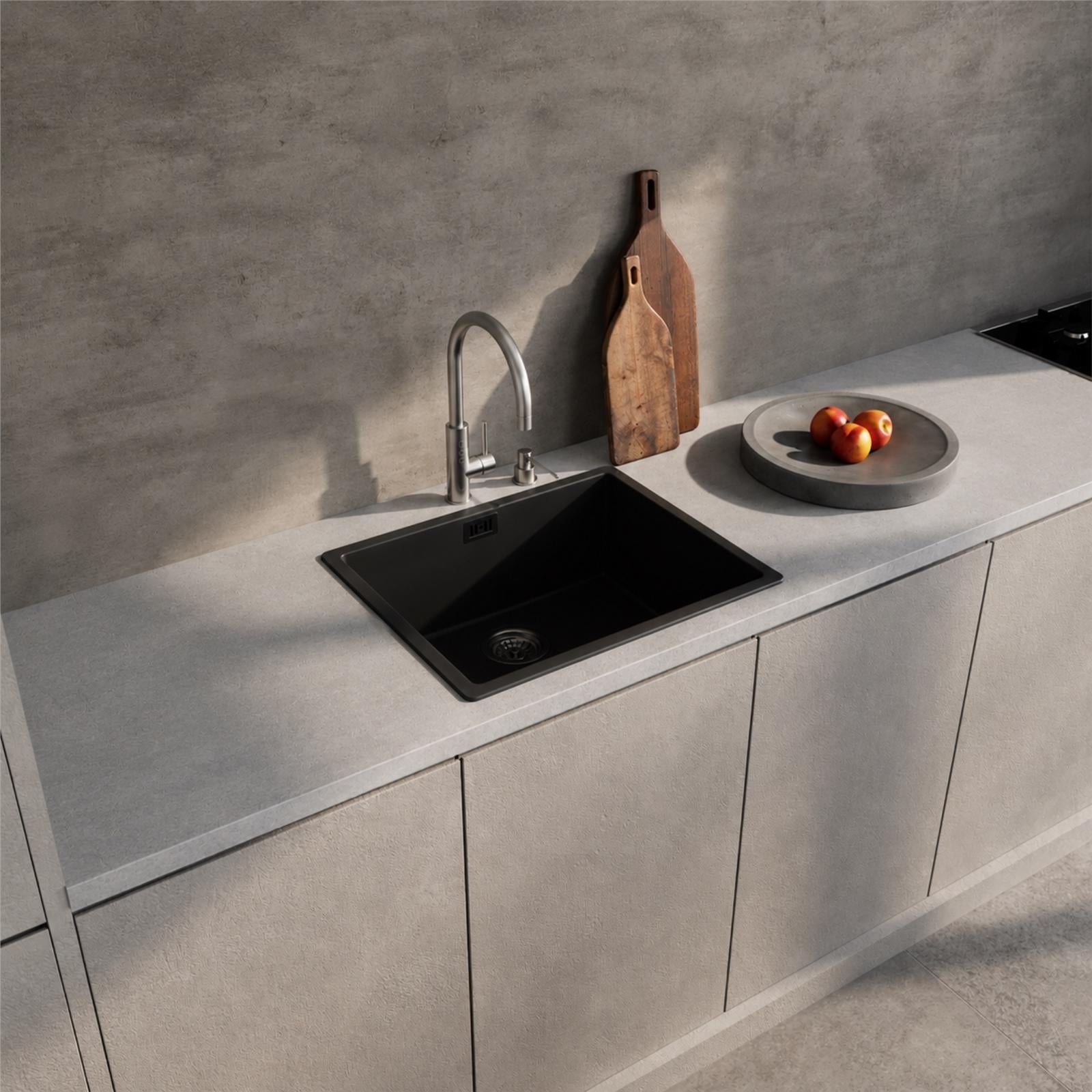 Liquida LD5040BL 1.0 Bowl Black Premium Bio Composite Kitchen Sink  550 x 450mm