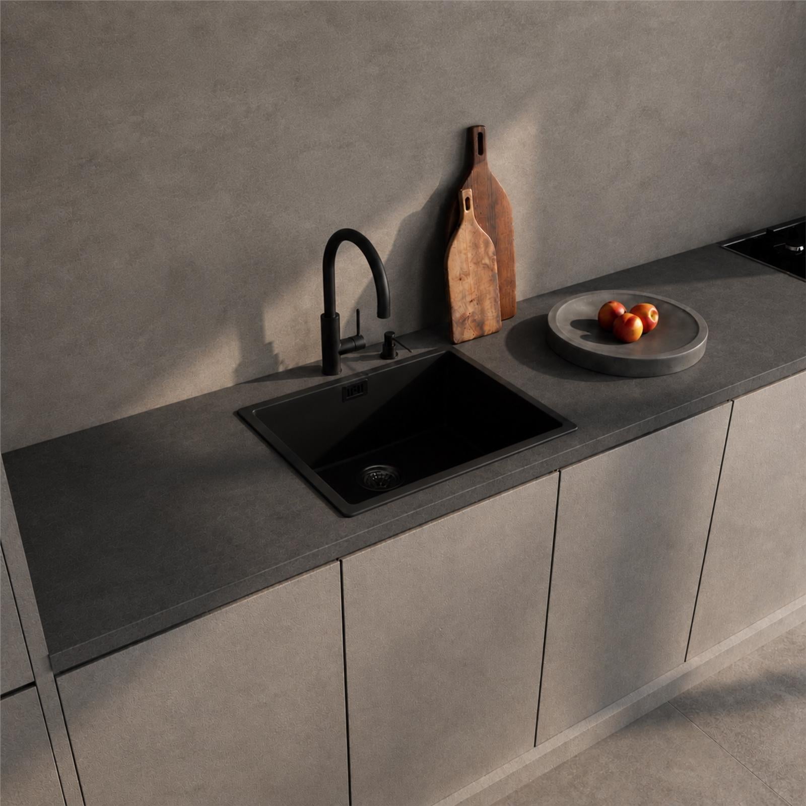 Liquida LD5040BL 1.0 Bowl Black Premium Bio Composite Kitchen Sink  550 x 450mm