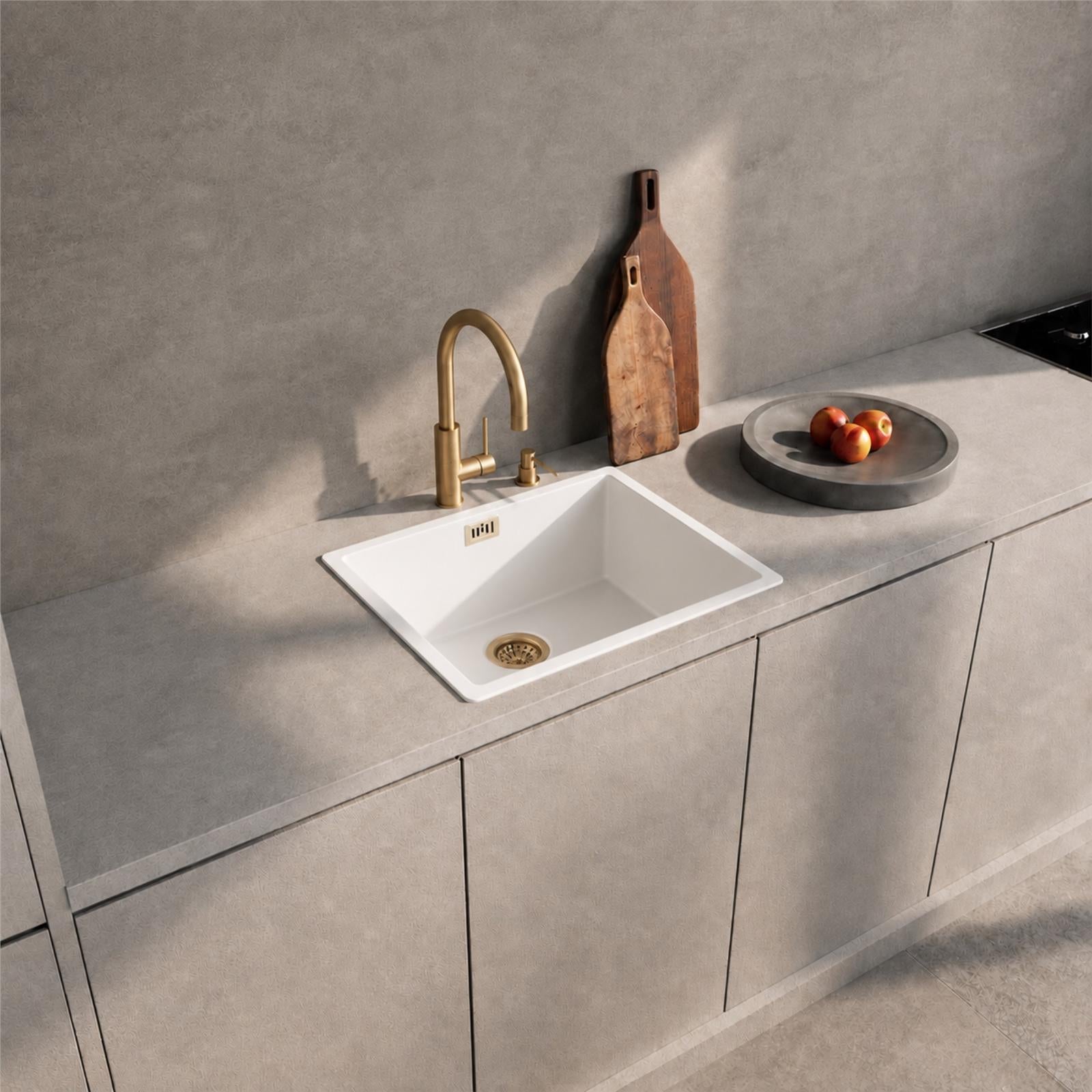 Liquida LD5040WH 1.0 Bowl White Premium Bio Composite Kitchen Sink  550 x 450mm