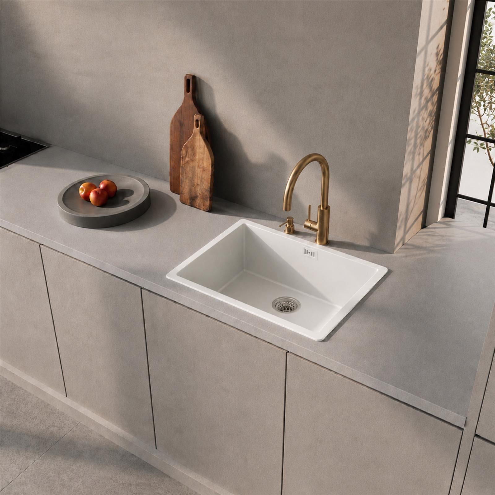 Liquida LD5040WH 1.0 Bowl White Premium Bio Composite Kitchen Sink  550 x 450mm