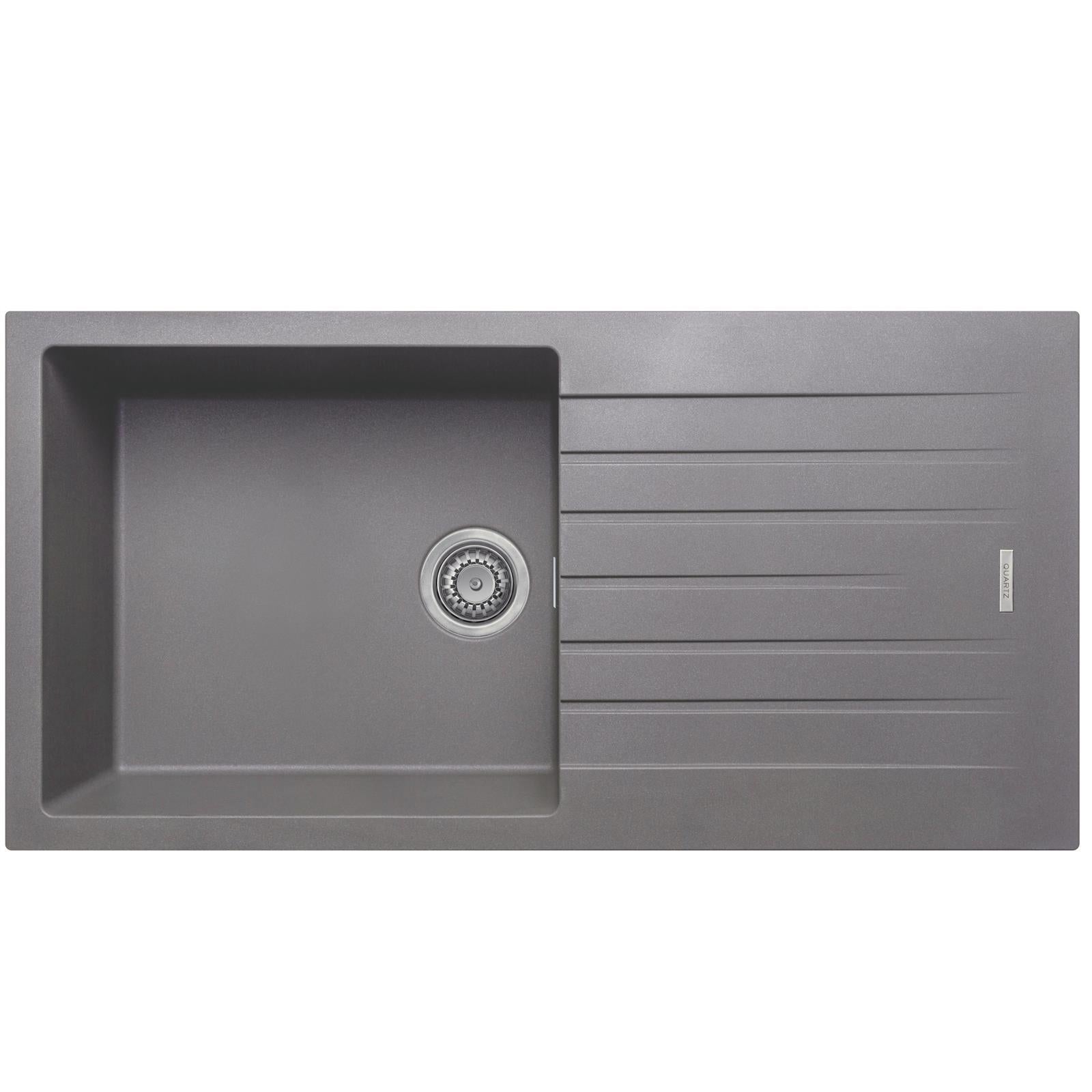 Liquida LG100GR 1.0 Bowl Granite Reversible Inset Grey Kitchen Sink With Waste