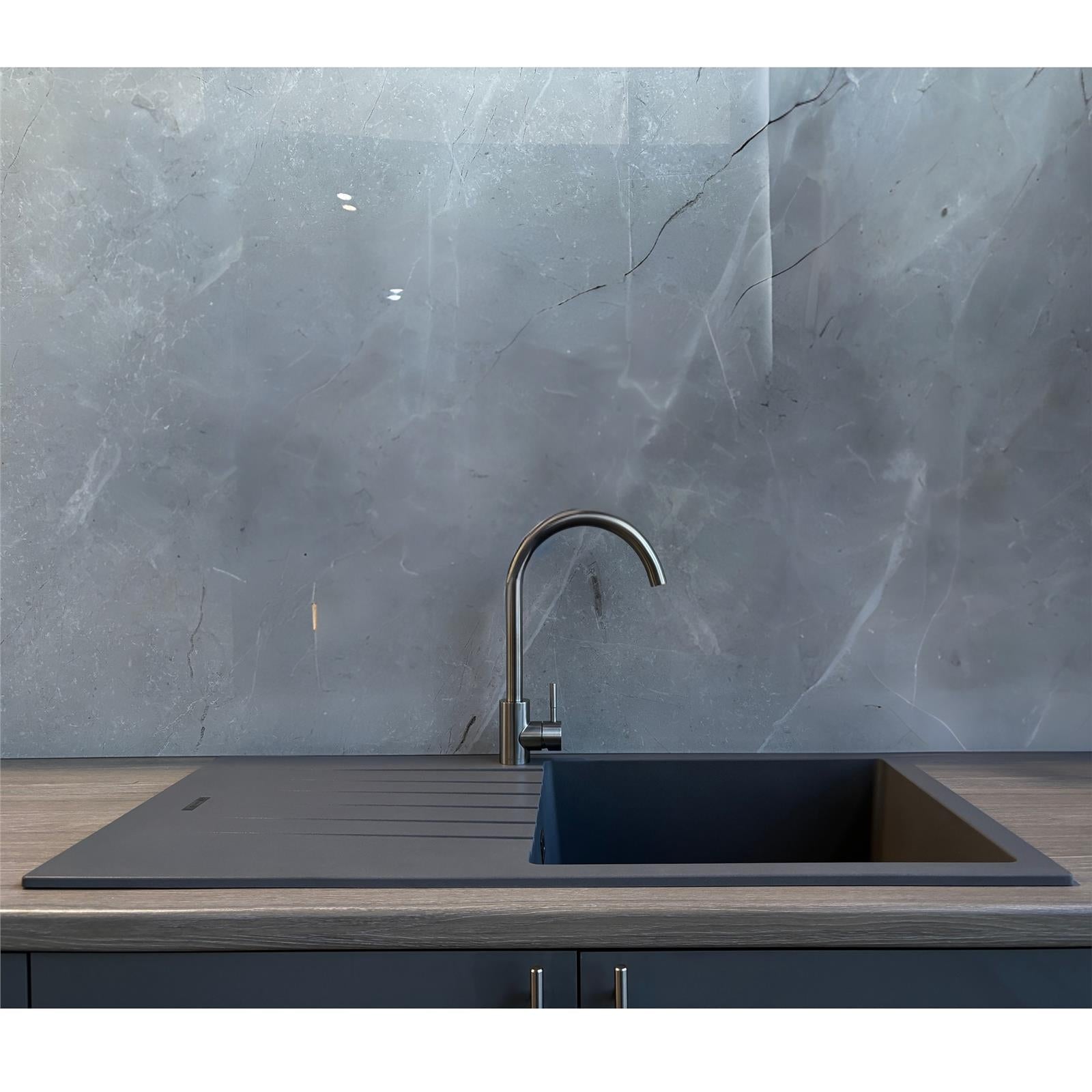 Liquida LG100GR 1.0 Bowl Granite Reversible Inset Grey Kitchen Sink With Waste