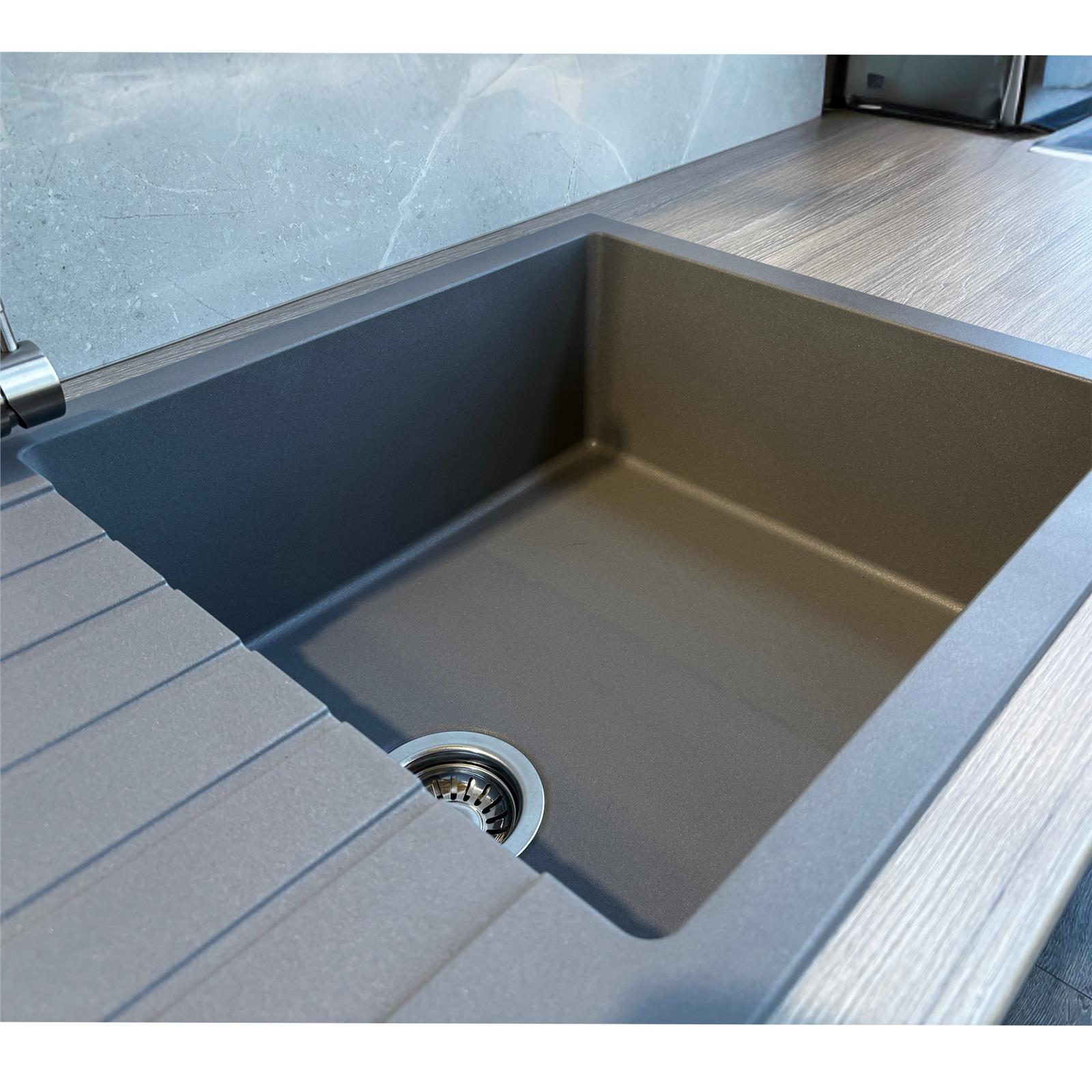 Liquida LG100GR 1.0 Bowl Granite Reversible Inset Grey Kitchen Sink With Waste