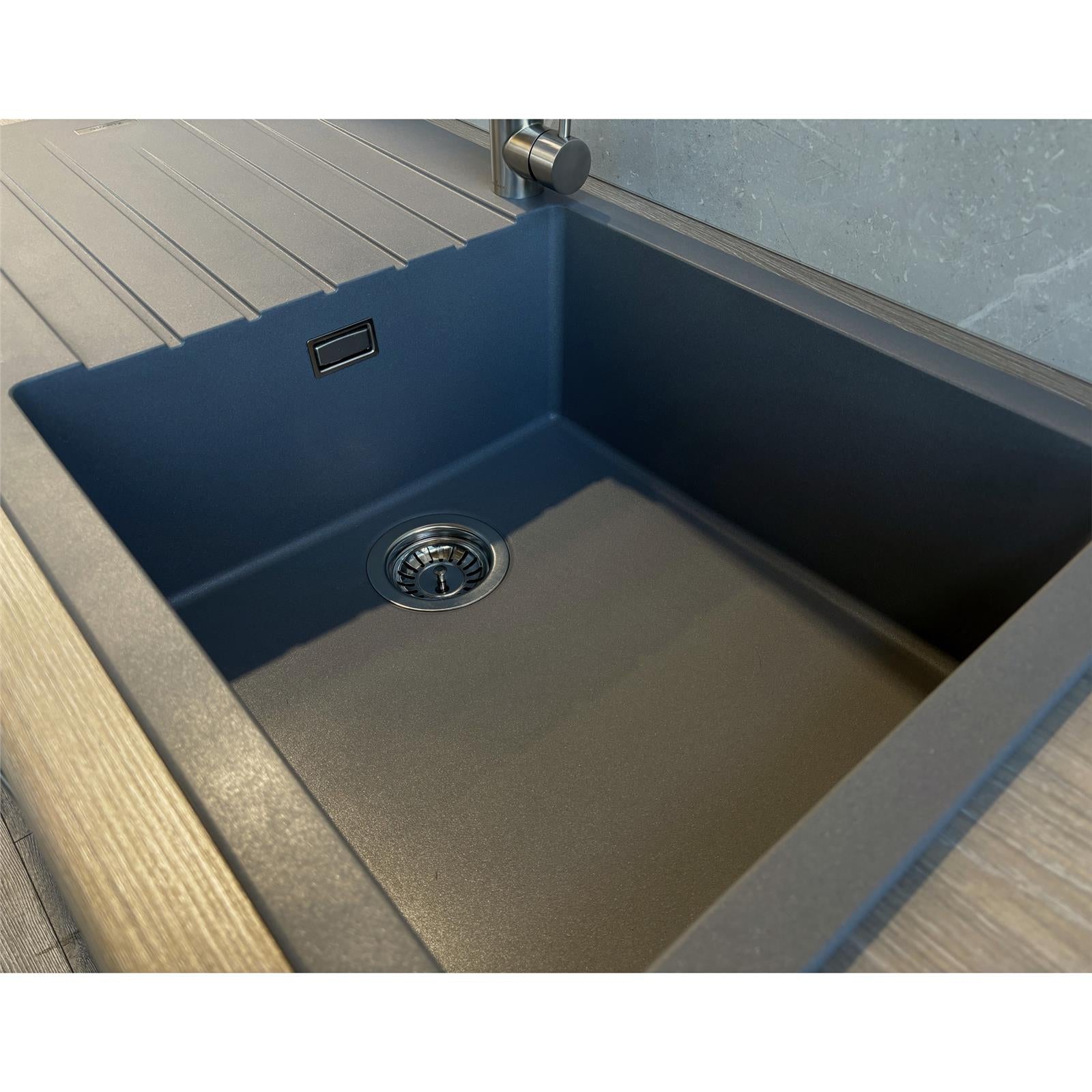 Liquida LG100GR 1.0 Bowl Granite Reversible Inset Grey Kitchen Sink With Waste