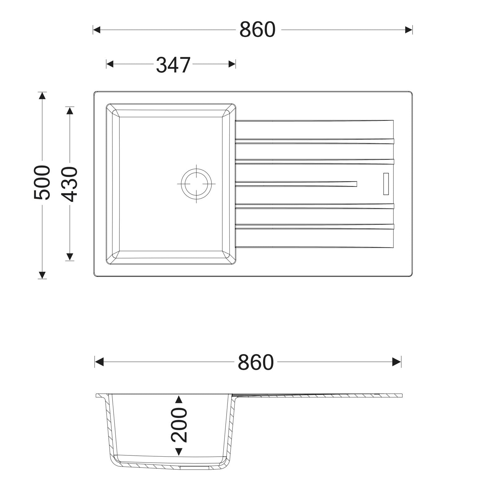 Liquida LG860GR 1.0 Bowl Granite Reversible Inset Compact Grey Kitchen Sink