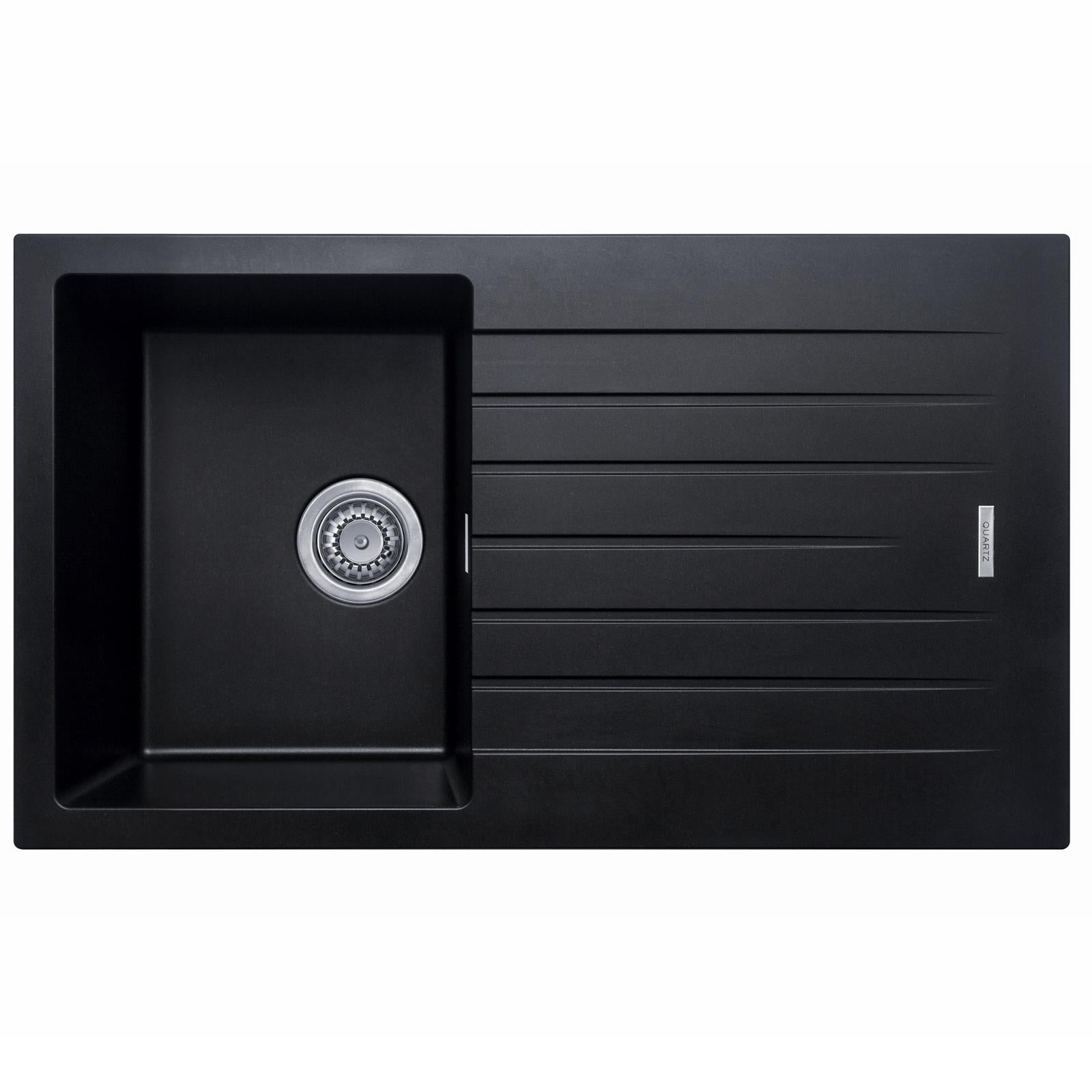 Liquida LG860BL 1.0 Bowl Granite Reversible Inset Compact Black Kitchen Sink